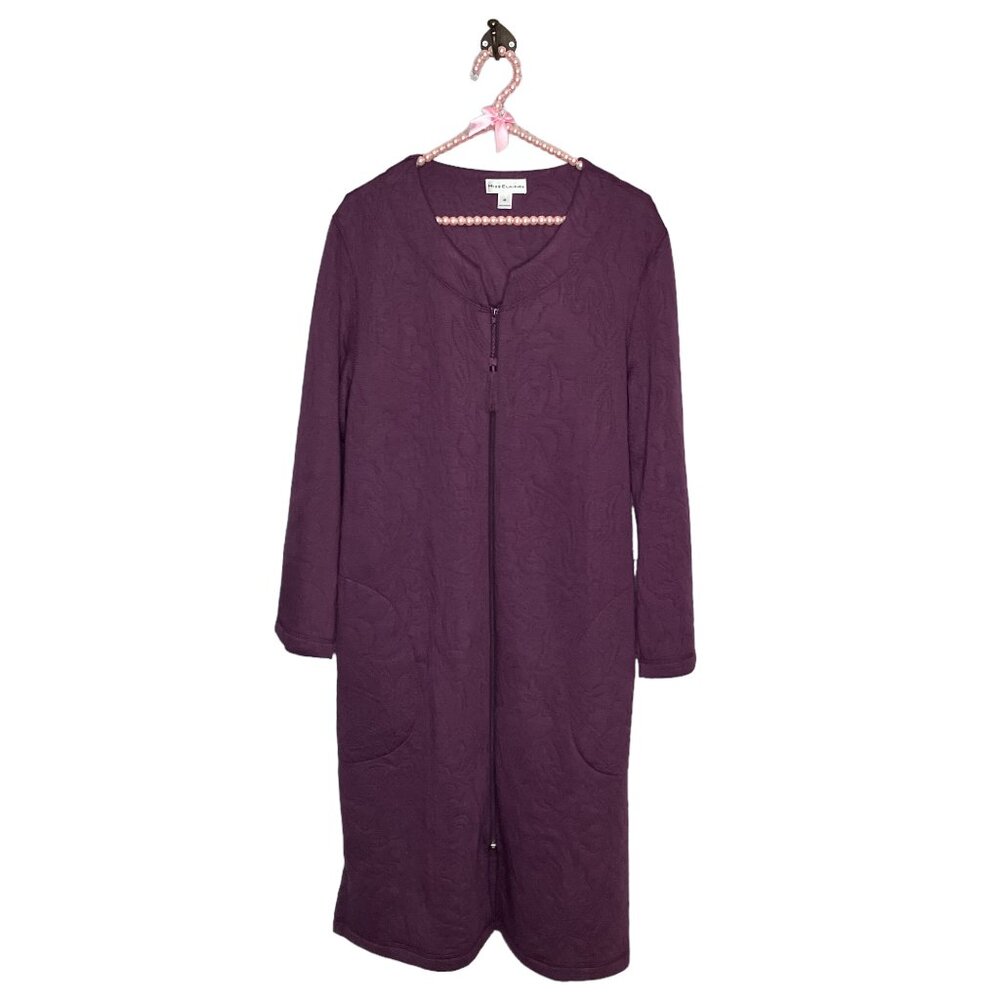 New Miss Elaine Medium M Plum Purple Full Zip Tassel Rayon Blend Lounge‎ Robe